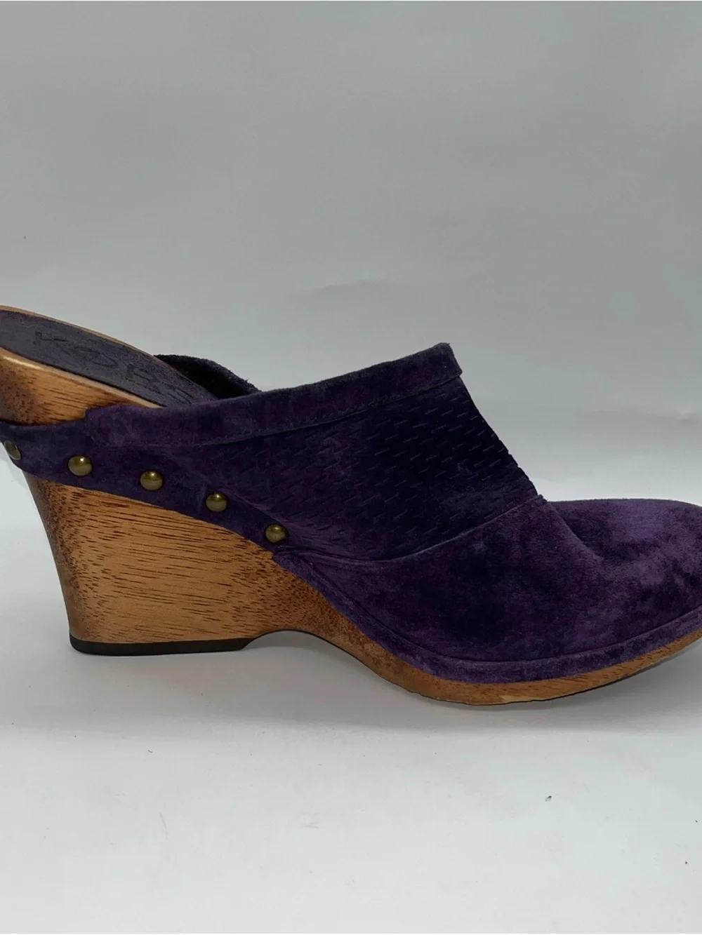 Women’s Michael Kors Purple Wedge Wood Clogs Sz 7.5